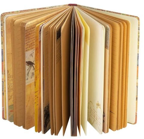 SallyFashion A5 Vintage Travel Journals for Women, European Kraft paper Diary Color Illustrations Notebook Travel Brochures Hardcover Writing Notepad Girl Gift