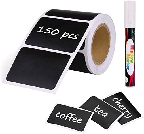 joyoldelf 150pcs Kit d'Etiquette Autocollantes Réutilisables pour la Cuisine Organiser avec Marqueurs Craie Liquide, Étiquette Tableau Noir Amovible pour Décorer Votre Cuisine Pièce de Rangement