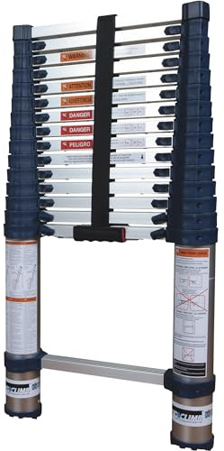 CORE Distribution XTEND+Climb 785P Telescoping Ladder, 250 lb Weight Capacity, 16-Step, Aluminum