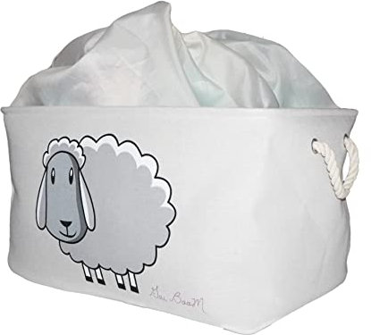 Gai Boom - Scatola per giocattoli - Scatola per giocattoli pieghevole - Cesto per giocattoli - Bambini cubo di stoccaggio per giocattoli- aperto o con chiusura borsa e maniglie - pecora 56 x 38 x 33