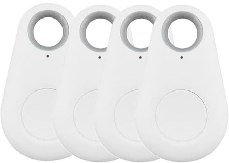 Riloer Mini Smart Bluetooth 4.0 GPS Tracker Finder, lämplig för bil baby nyckel husdjur lokaliserare larm, 4X vit