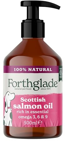 Forthglade Scottish Salmon Oil for Dogs (1 x 500ml), UK Sourced Omega 3 Fish Oil Dog Joint Supplement for Pets Aged 4+ Months, 100% Natural Premium Quality Dog Vitamins for Everyday Wellbeing