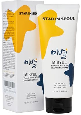 [STAR IN SEOUL] MIBYUL REINIGUNGSSCHAUM MIT HYALURONSÄURE,150 ml, feuchtigkeitsspendende Reinigung, empfohlen für trockene und empfindliche Haut, Koreanischer veganer Hautpflege-Reiniger.