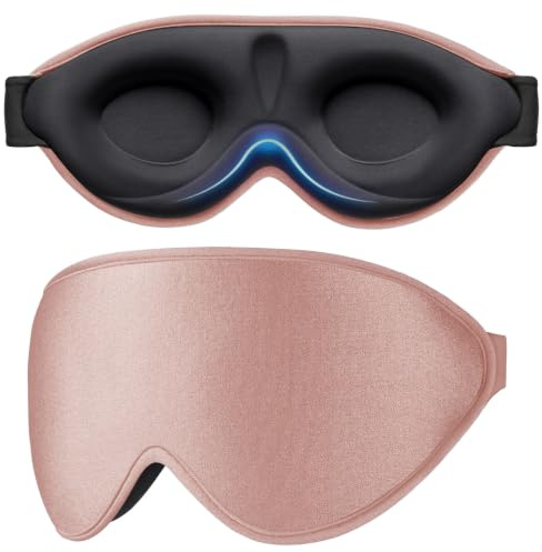 Gritin 100% Light Blocking Sleep Masks for Men&Women-Zero Eye Pressure Mask | 3D Ergonomic Design Eye Movement&Eyelash Friendly,Ultra Comfortable Blindfold for Sleeping,Nap/Travel Essential-Gray Pink