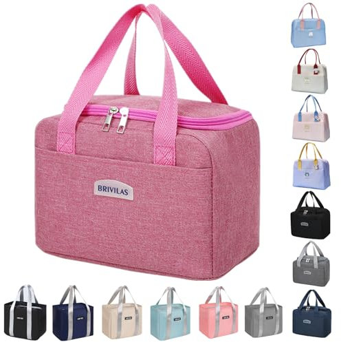 WUWYOUWL Lonchera con aislamiento de cartón, reutilizable, impermeable, plegable, para mujeres, hombres, niños y estudiantes, viajes, picnic, escuela (rosa)