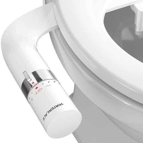 WATERLACE Accesorio de bidé para inodoro, asiento de inodoro de doble boquilla, bidé ultrafino no eléctrico para inodoros existentes, presión de agua ajustable, lavado trasero/femenino (blanco)