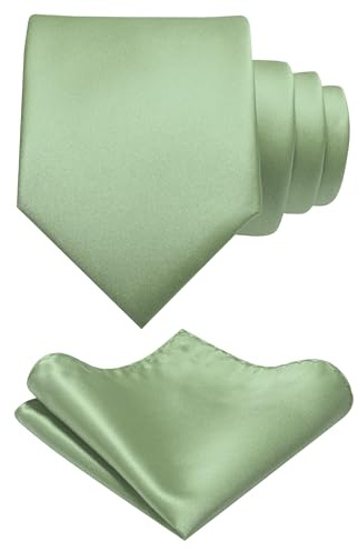 RBOCOTT Sage Green Tie and Pocket Square Necktie Set for Men(41)