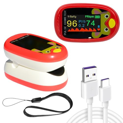 Paediatric Pulse Oximeter for Babies, Kids & Toddlers | Accurate NHS Child Oxygen Saturation & Infant Heart Rate Reader | Safe Finger Sensor, Home Use, SpO2 Levels Monitor, LED Display (Red Oximetre)