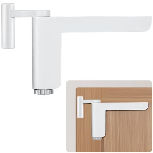 Serrure de porte pour porte intérieure, adaptée aux portes universelles, mini serrure de porte, facile à installer sans perçage, pas de vis nécessaires, assemblage simple (blanc)