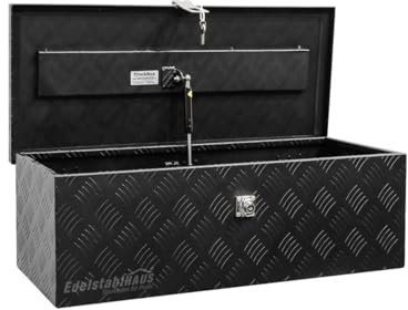 Truckbox DB055 Schwarz Werkzeugkasten, Deichselbox, Transportbox, Alubox, Alukoffer, Alu Transportkiste, Anhängerkiste ca. 57 Lite