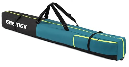 Gremex - Bolsa de esquí de 160 cm - Impermeable y robusta - Bolsa ligera para 1 par de esquís - Funda de esquí ergonómica y compacta - Accesorio de esquí alpino para viajes y deportes - Práctica para