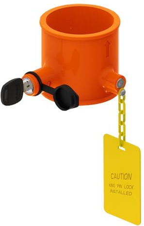 Candado de remolque de acero macizo King Pin Lock con marca de advertencia, candado de alta resistencia para remolques semirremolques RVS y