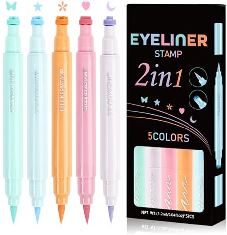 Färgglad eyeliner penna stämpel set med 5 2 ändar vattentäta eyelinerpennor, snabbtorkande och snabbtorkande smink, ansikts- och ögonfärg eyeliner för