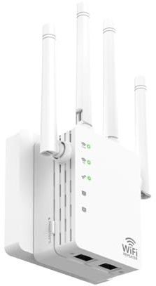 WiFi Extender Supports 105 Devices, 1.2Gbps Home Signal Booster,Dual Band 5GHz/2.4GHz, Covers Up to 12880 Sq.ft, EasyMesh Compatible, with 1 Ethernet Port