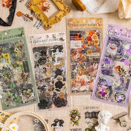 KNUIUYY 309 Piezas/24 Materiales Bullet Journal, Hojas Pegatinas para Scrapbooking, Manualidades Álbumes de Recortes Decoración Para Material de Scrapbooking Bullet Journal etc