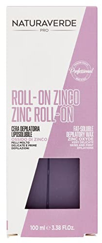 Naturaverde | PRO - Cera Depilatoria Liposoluble con óxido de zinc para pieles muy delicadas y primera depilación, Roll On, cera caliente, cera caliente, bote de 100 g