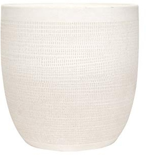Creative Co-Op Large Matte White Embossed Stoneware Planter