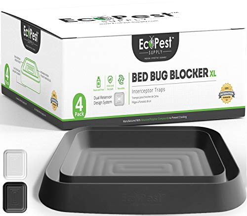 Bettwanzen Detektor – 4er Pack | Bettwanzenfalle Bed Bug Blocker (XL) (Schwarz) | Extra große Insektenfalle, Wanzen Monitor und Detektor für Bettwanzen