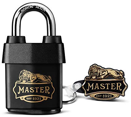 Master Lock 1921EURDCC kraftigt utomhushänglås med tryckt 100-års logotyp, svart, 97 x 54 x 32 mm