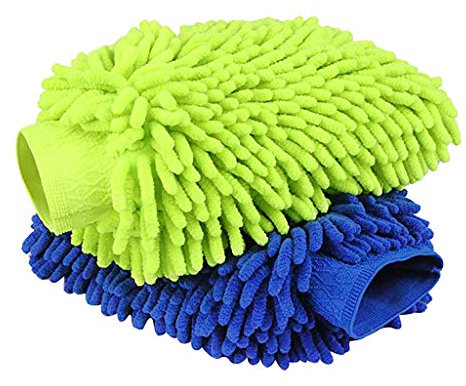 Schwamm 2 Stücke Wasserdicht Mikrofase Waschhandschuh,weicher Korallen Auto Chenille autowaschhandschuh, Handschuh für Autowäsche