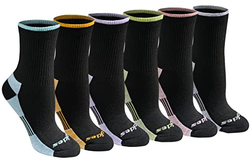Dickies Women's Dri-Tech Advanced Moisture Wicking Mid-Crew Socks, Available in M-L (6,12 Pairs), Black Assorted (6 Pairs), Medium