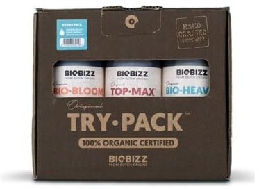 GROWMANIA Trypack Hydro Biobizz + Muestra Boost Up de Up Nutrients + Vaso Medidor | Fertilizante Bio Bloom, Top Max y Bio Heaven para Plantas y Cultivos | Estimulación Crecimiento