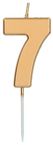 Folat 24147 Kuchen Kerze Ziffer/Zahl 7 Gold-5 cm Geburtstagskerzen für Geburtstag, Geburtstagsdeko, für Kinder Partys, Hochzeiten, Firmenfeiern, Jubiläen