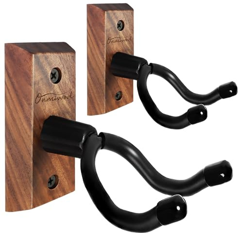 Ukulele Wall Mount Hanger 2 Pack, Black Walnut Wood U-Shaped Ukulele Holder Hanger, Ukulele Wall Mount Hook for Ukulele Banjo Mandolin Concert Pineapple Soprano Tenor and Baritone