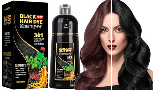Shampoo Colorante Donna Uomo, 500 ml Shampoo Capelli Colorati Istantaneo, Hair Dye 3 in 1 per Capelli Bianchi, Tintura Capelli (Nero)