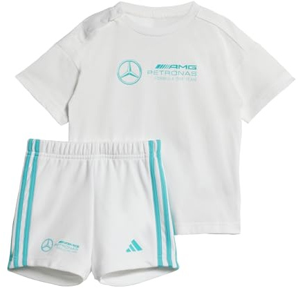 adidas Unisex Baby MERCEDES - AMG PETRONAS FORMULA ONE TEAM DNA BABY JOGGER SHORT SLEEVE, white/semi mint rush, 3-4 Years