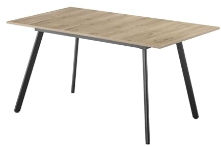 B&D home Esstisch MARA, ausziehbar 120-160x80 cm 4-6 Personen Küchentisch Holztisch mit Metallgestell für Esszimmer, Küche, skandinavisch modern Design, Sandeiche Optik, 11201-FS-EISA