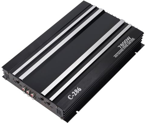 Luocute Bil 4-kanals Effektförstärkare Stereoljud Super Bass Subwoofer Amp 12V, Bilförstärkare 7800W Klass AB Aluminiumlegering Pure Bass Power Amp för DC 12V Lastbil Båt UTV Motorcykel