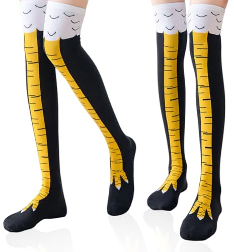 Chicken Leg Socks, 2 paia Calzini per pollo, calzini divertenti,gambe di pollo sopra il ginocchio, divertenti, calze calde,Novità Calze Alti al Ginocchio Tacchino Halloween per Ragazze,motivo creativo