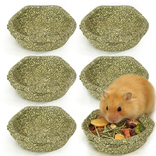 BNOSDM 6 Pcs Hamster Edible Premium Timothy Hay Chew Bowl Rabbit Treats for Teeth Chewing Chinchilla Chew & Decor Toys for Syrian Dwarf Hamsters Gerbils Mice