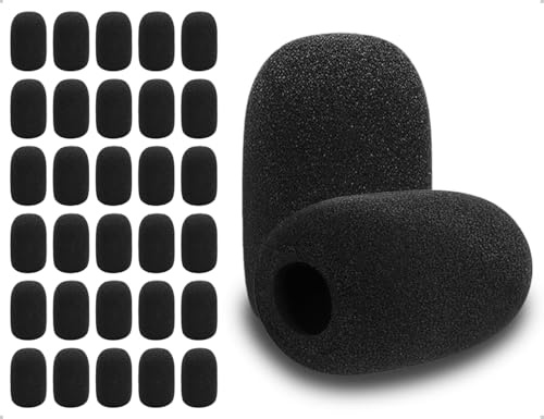 ZoeTekway Lot De 30 Bonnettes Anti Vent Pour Microphone, Mini Bonnette Anti Vent En Mousse Pour Casque, Housse En Mousse, Pour L'Enseignement, Les RepréSentations Sur ScèNe Et Les RéUnions (Noir)