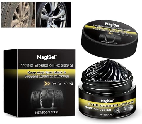 Cera Brillo y Protector para Neumáticos, Crema para Acondicionar Llantas, Brillo para Neumáticos, 50g Cera para neumático, Crema de mantenimiento de goma, Brillante para coche reparación de pulido