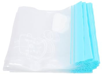 OEBUAFI PE-plastfrystasker med Trippeldragkedja, stå Upp, 15x14 Cm (Blå liten storlek 30st) | 30-pack, återanvändbar, dubbla ribbade ränder, förhindrar frysskador, livsmedelsklass, säker PE-plastkomposition,