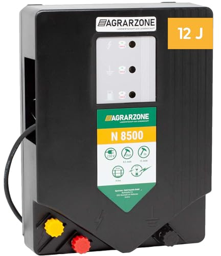 Agrarzone Elettrificatore per recinti N 8500 230V, 12 Joule - Potentissimo per la Difesa da Lupi e cinghiali (Fino a 70 km) - qualità Made in Germany, Robusto e con Spia LED