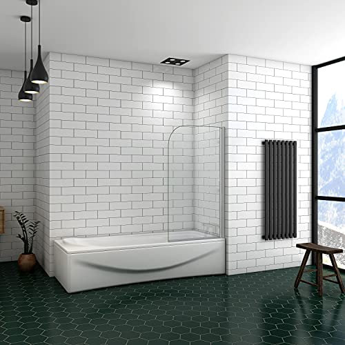 Ducha Casa 140x80cm Mampara de bañera abatible, Aluminio mate, Cristal 5mm templado