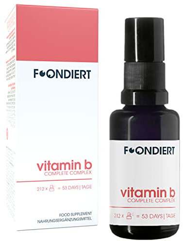 Foondiert® Vitamin B Komplex Spray 53 Tage Komplettversorgung bioaktive Formel - Alle 8 B Vitamine hochdosiert - schnell verfügbar - Praktisches Spray ohne Zucker - 30ml