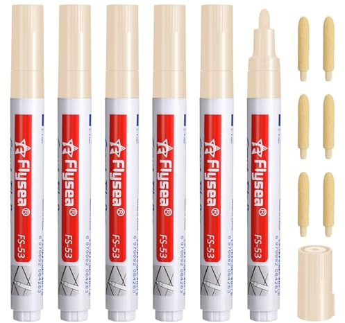 Pennarello per fughe, 6 pezzi, per malta da parete, per restauro, con punta di ricambio per il restauro delle fughe, colore beige, da parete, per il pavimento, il bagno e la cucina (beige)