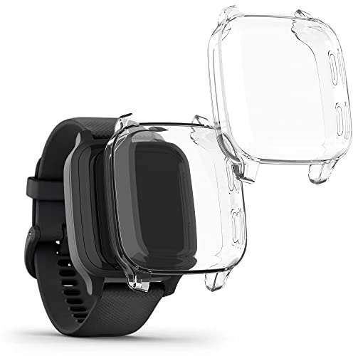 kwmobile 2X Silikon Hülle für Garmin Venu Sq Music/Sq Schutzhülle - Fullbody Display Cover Set aus Silikon - Transparent