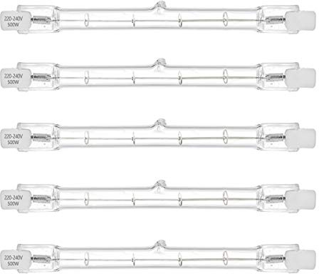 AHEVO 500W Equivalent R7s Linear Halogen Floodlight 7750lm 2700K 230V J118 500W Double Ended Security Light Bulb 118mm Length, Dimmable, Warm White, Pack of 5