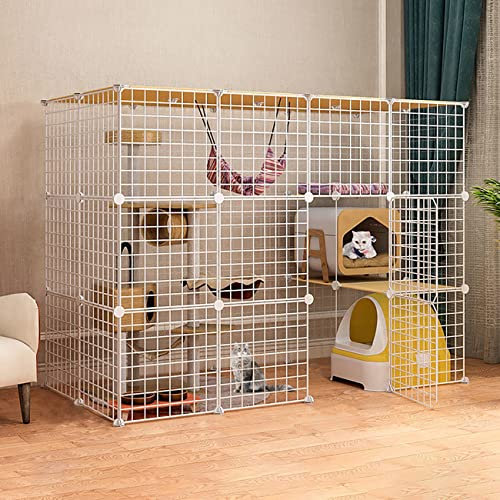 Katzenkäfig 3-stöckig Katzengehege für Kaninchen Gittergehege Katzenkäfig Katzenkafig Balkon Metall Kleintierauslauf Kleintiergehege aus Metallgitter inkl. Tür Kleintiergehege