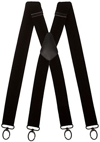 Olata kraftiga X-formade mångsidiga breda hängslen/hängslen med karbinhakar – 4 cm, Svart (svart klämmor), en storlek