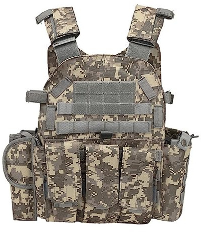 JAWSEU Gilet tattico militare Molle Vest per campeggio escursionismo, gilet modulare Molle per caccia gilet toracico, attrezzatura protettiva paintball, adatta per caccia all'aperto