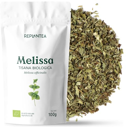 MELISSA TISANA BIO 100g (50 Tazze) | Melissa Essicata Biologica, Lemon Balm (Melissa Officinalis) | Tisana Digestiva Rilassante REPLANTEA