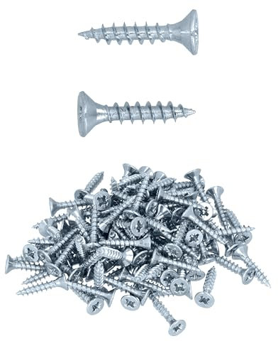 HELPMATE - Tornillos para juntas de madera 4,0 x 20 mm galvanizados galvanizados - 100 unidades Tornillos universales cabeza avellanada con acoplamiento PZ2 y rosca entera - para la fijación de