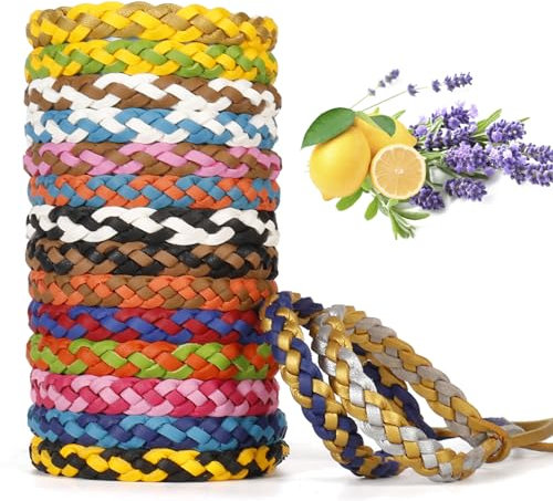 Riwer Pulsera Antimosquitos Repelentes de Mosquitos 16 Unidades, protección Natural contra Insectos, Apta para niños, para Interiores y Exteriores - Multicolor Combinación C