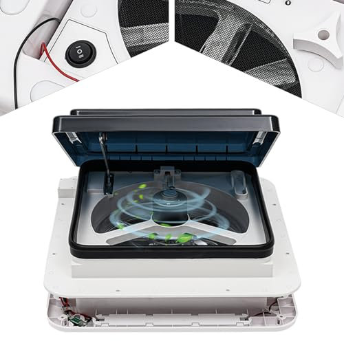 ieLsngai Wohnwagen Wohnmobil Dachfenster Schalldichte Dachluke Leiser Lüfter, RV Wohnwagen Entlüftung Dachhaube Auspuff Dachluke mit LED 30W, Belüftung Dachfenster Umkehrlüfter Geräuscharmer IP68